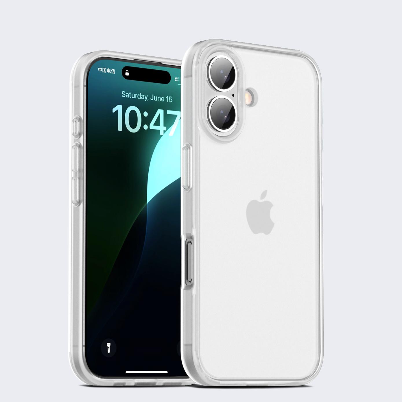 

Прозрачный матовый чехол KEYSION для iPhone 16 Plus 15, полупрозрачный силиконовый + противоударный чехол для задней панели телефона из поликарбоната для iPhone 15 Plus 16 for iPhone 16 чистый