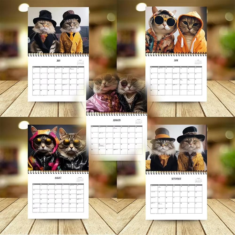 2026 Hip Cat Wall Calendar 3 Cool Cats In Sunglasses Trendy Attire Must Have for Cat Lovers Perfect Gift and Home Decor