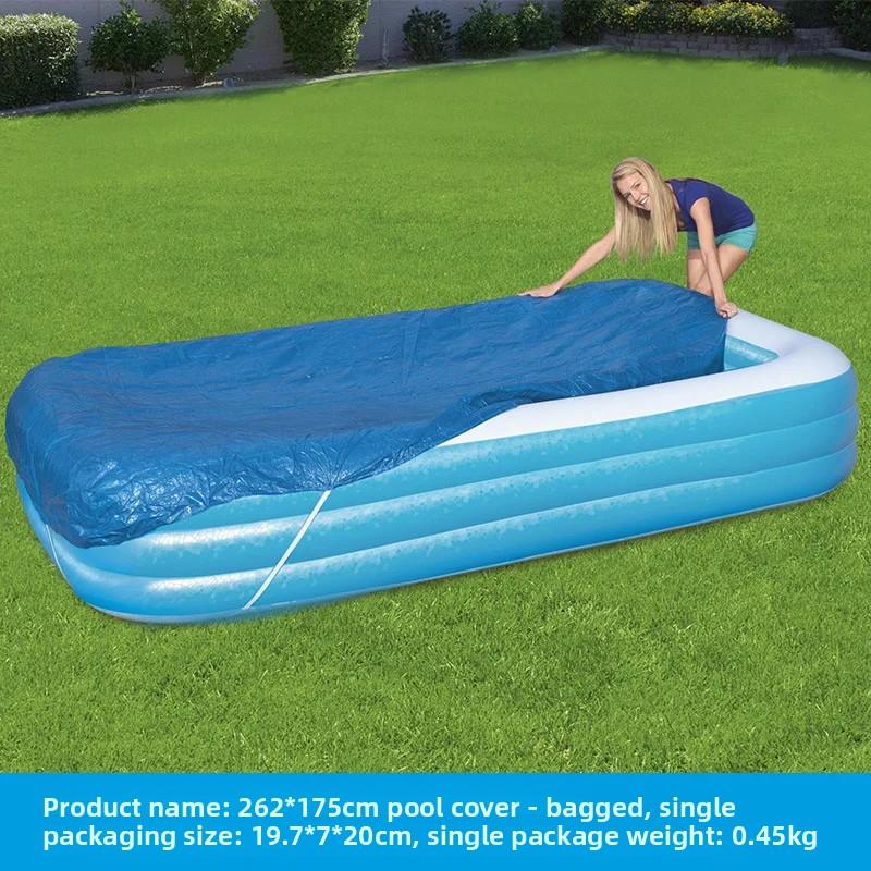 

Inflatable Pool Cover Rectangular Fits Pool Under 130 L x 84 W, 20s Easy Set by 1 Person Built-in Elastic & Integrated Cord
