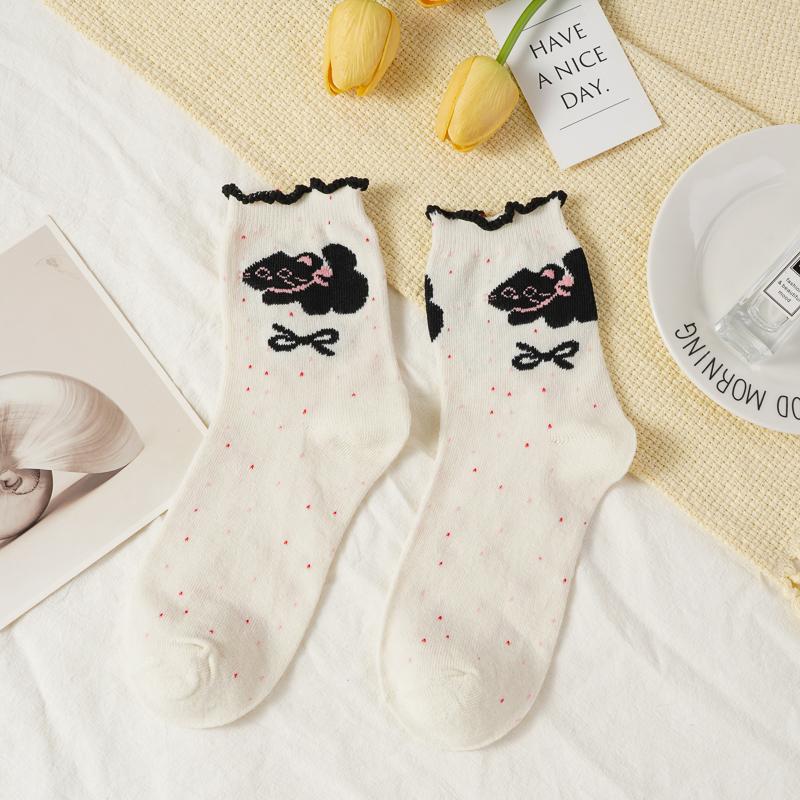 Women's Pile Socks Cute Socks for Women Spring and Autumn Mid-tube Socks Pure Cotton  Ruffled Long Socks
