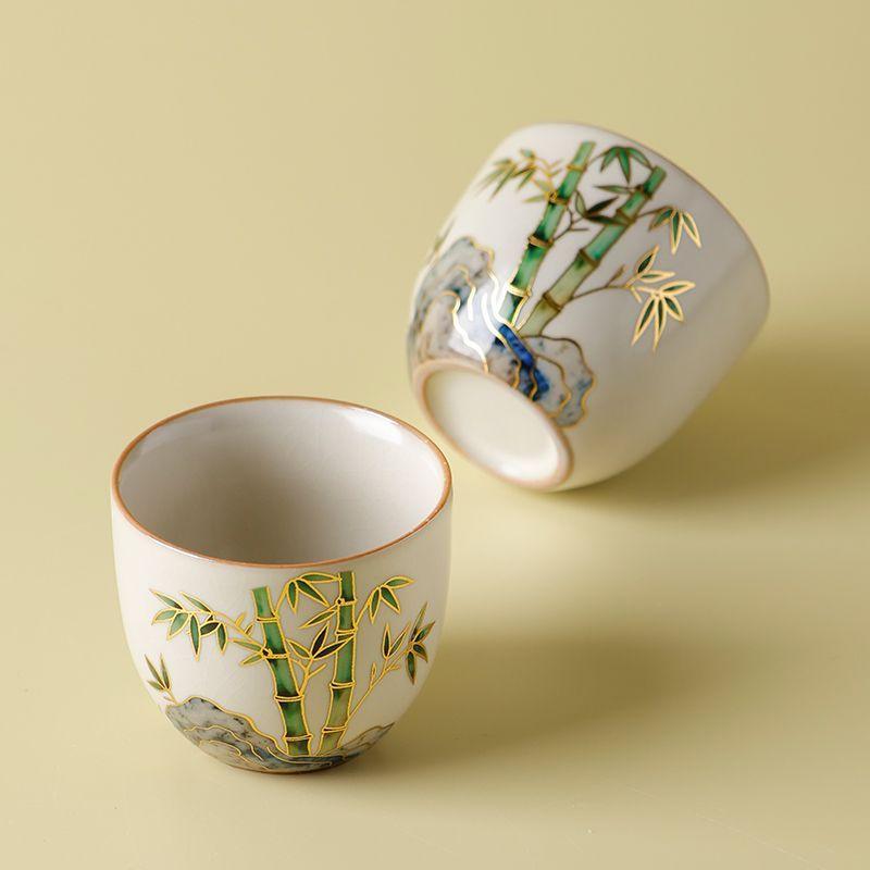 Zestaw do herbaty Gaiwan 1 Gaiwan, 2 Filiżanki, Ręcznie Malowana Ceramika, Luksusowy Zestaw do Herbaty Kung Fu, Naczynia do Herbaty z Pieca Ru