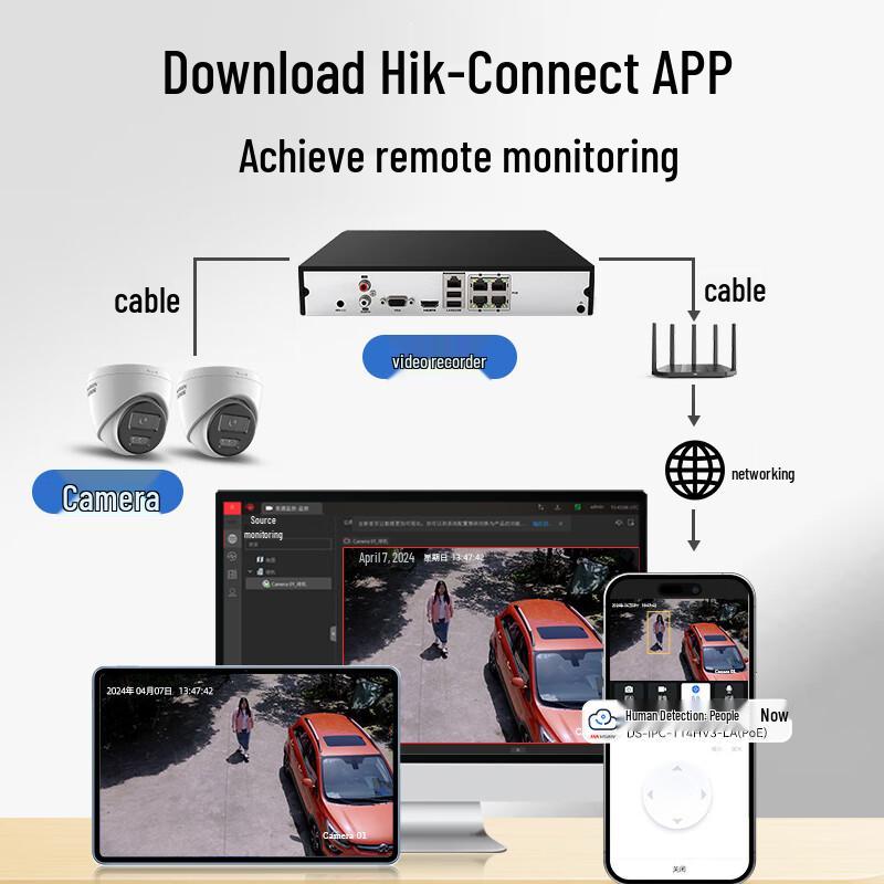Caméra Dôme HIKVISION 4MP 2K HD Couleur PoE IA Prise CN (adaptateur inclus)