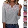 T-shirt tryckknapp för damer 3/4-ärm Dagligt helgmode Basic V-hals vanlig topp