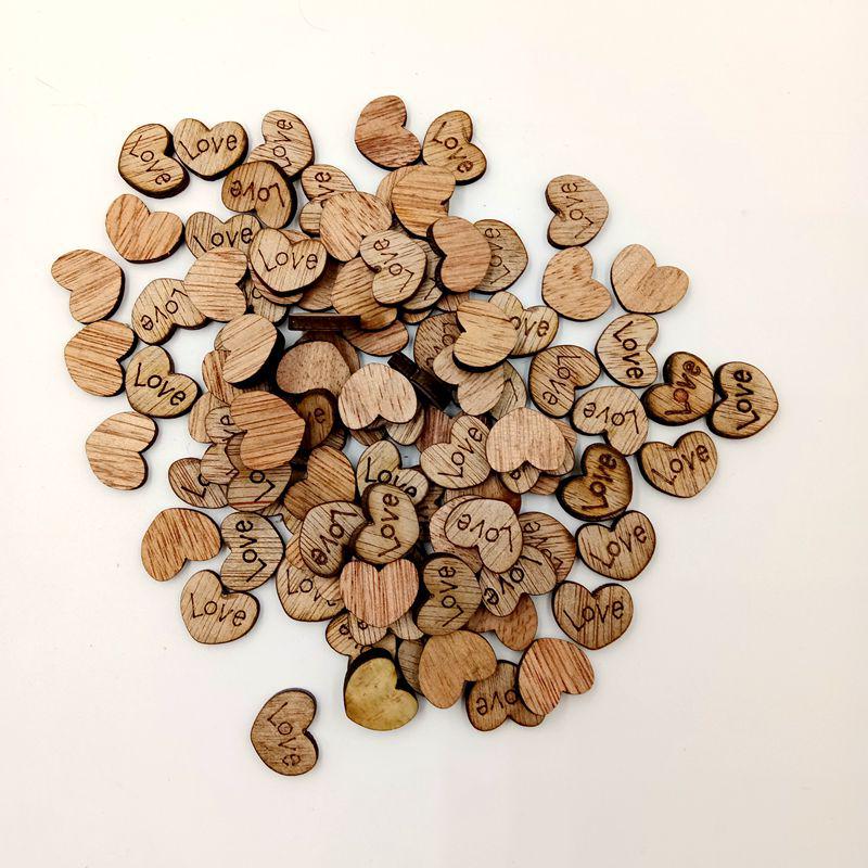 100Pcs Wooden Heart Shapes Rustic Wood Grain Love Hearts For Wedding Table Scatter DIY Crafts Party Decoration Supplies