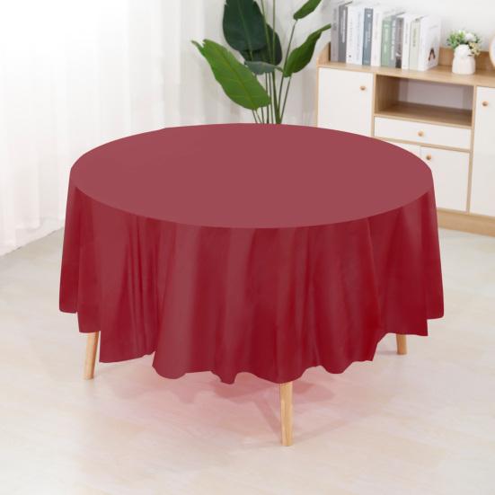 10Pcs Plastic Table Cloth 84 Inch Disposable Tablecloth Easy Cleaning Round Table Cover Parties Picnic Birthday Wedding Supplies