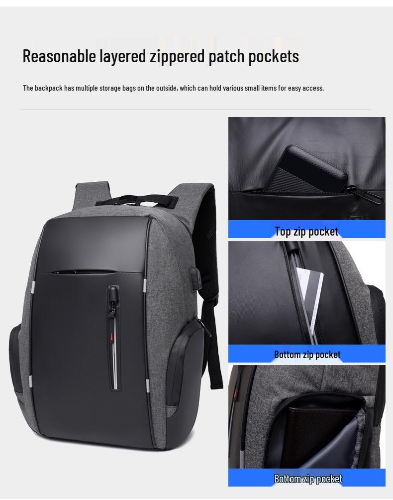 Multi-Function USB Travel Backpack: Large Capacity for Business & Casual Use