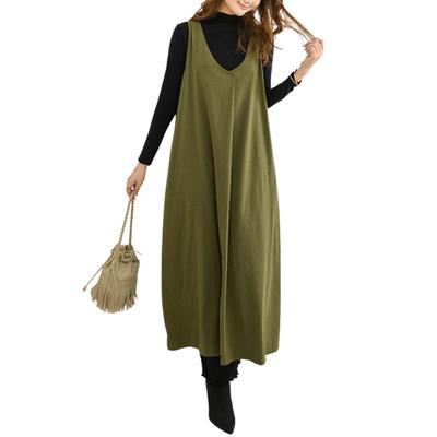 VIVEL Women's Comfortable Overalls, All-in-One, Flattering Fit, Wide-leg Pants, Solid Color, Maternity, Autumn/Spring (L, Khaki)