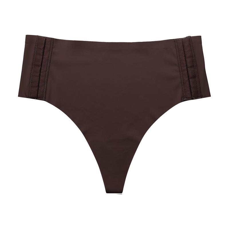 

European and American sexy large-size underwear, women s pure cotton crotch quick-drying, breathable and seamless ice silk free-to-take t-word S темно-коричневого