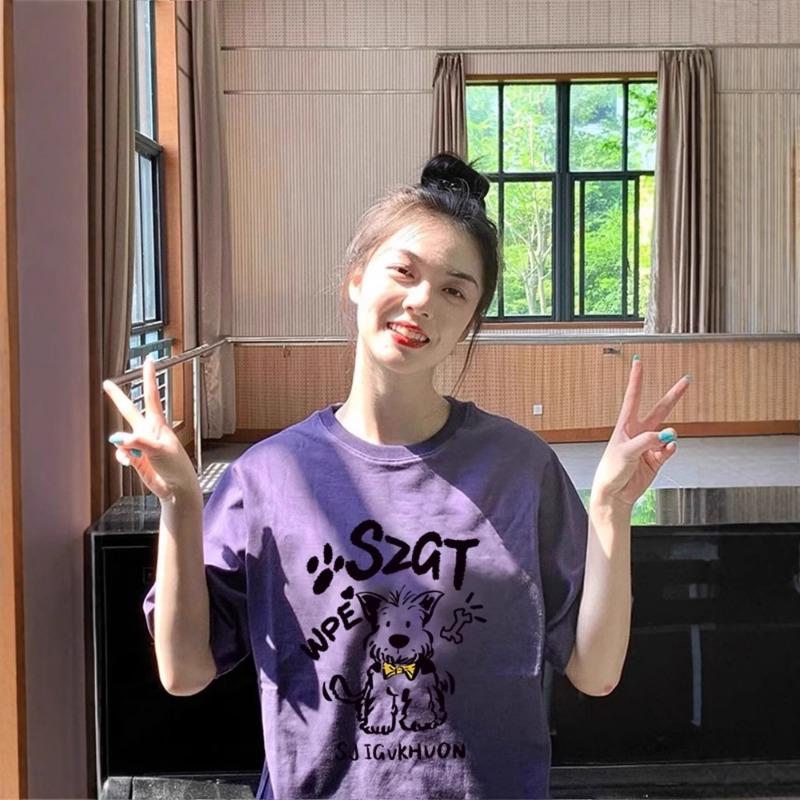 Summer Fashion O Neck Printing Loose Casual T-shirt Women Harajuku Vintage Short Sleeve Cotton Pullover Tee