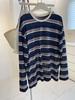Women's Retro Color Block Stripe Long Sleeve T-shirt, Autumn Loose Fit, Casual Sun Protection Top
