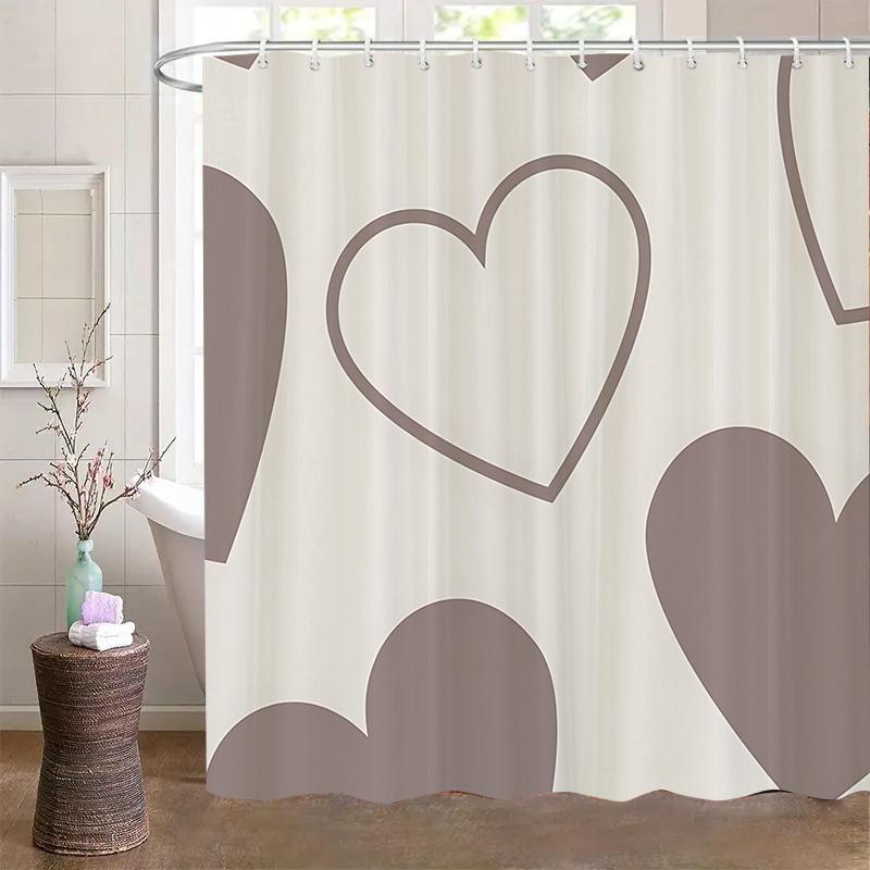 

1Pc Elegant Heart-Patterned Bath Sponge, Polyester Fabric, Machine Washable, Includes Hooks, Suitable For Bathroom Dcor. W60H190(CM)-1 Pcs