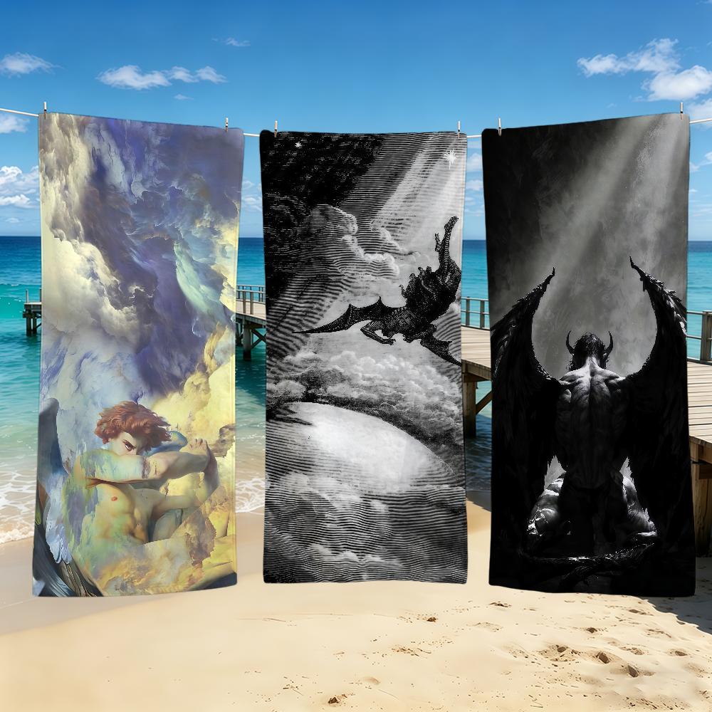Towel Angel For Outdoor Camping Cool Beach Towel Lucifer Super Absorbent Quick-Drying Summer Towel