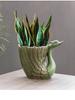 Vintage Green Swan Ceramic Flower Pot with Tray - Breathable Pottery for Orchids and Succulents
