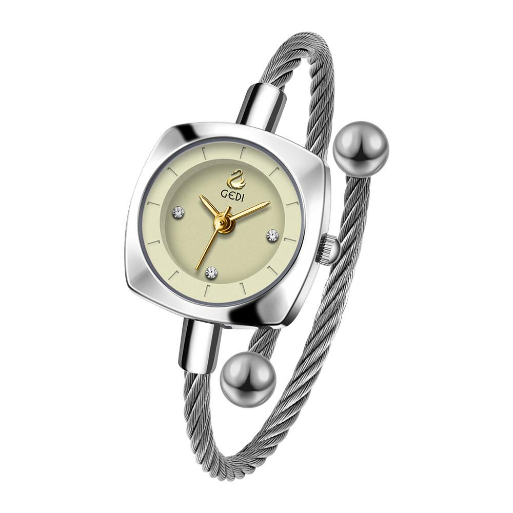 

Small Elegant Metal Wire Wristwatch For Women With Quartz Movement