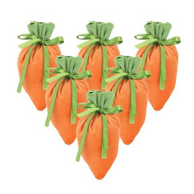 5Pcs Easter Carrot Shape Drawstring Candy Bags Gift Packaging Bag Mystery Gifts Box for Easter Valentine's Day Children's Day