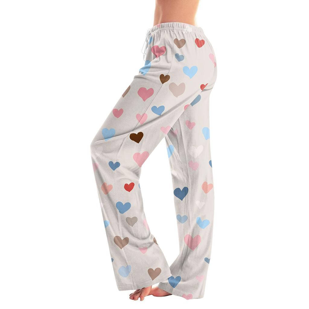 Women's Valentine's Day Heart,themed Casual Milk Silk Fleece Pants, Sleep Pants, Home Pants