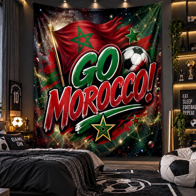 Wall Hanging Tapestry Morocco Football Print Cloth for Living Room Bedroom Home Decor