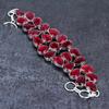 Natural Mozambique Garnet Gemstone 925 Sterling Silver Bracelet 7-8" I9Z75