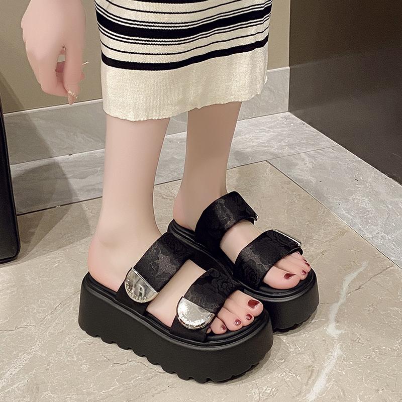 Fashion 7.5CM Casual Wedge Slippers Women New Summer Non Slip Platform Sandals Woman Open Toe Comfortable Female Chunky Beach Slippers