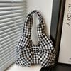 Large Capacity Bow Shoulder Bag Korean Style Plaid Tote Bag Casual Handbag Women