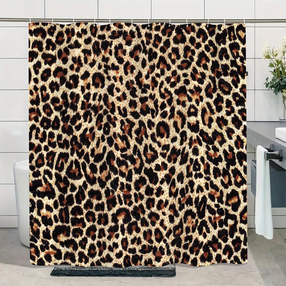 Jungle Wildlife Shower Curtain Tiger Plant Tropical Palm Leaf Polyester Fabric Shower Curtain Bathroom Decoration With Hooks Set