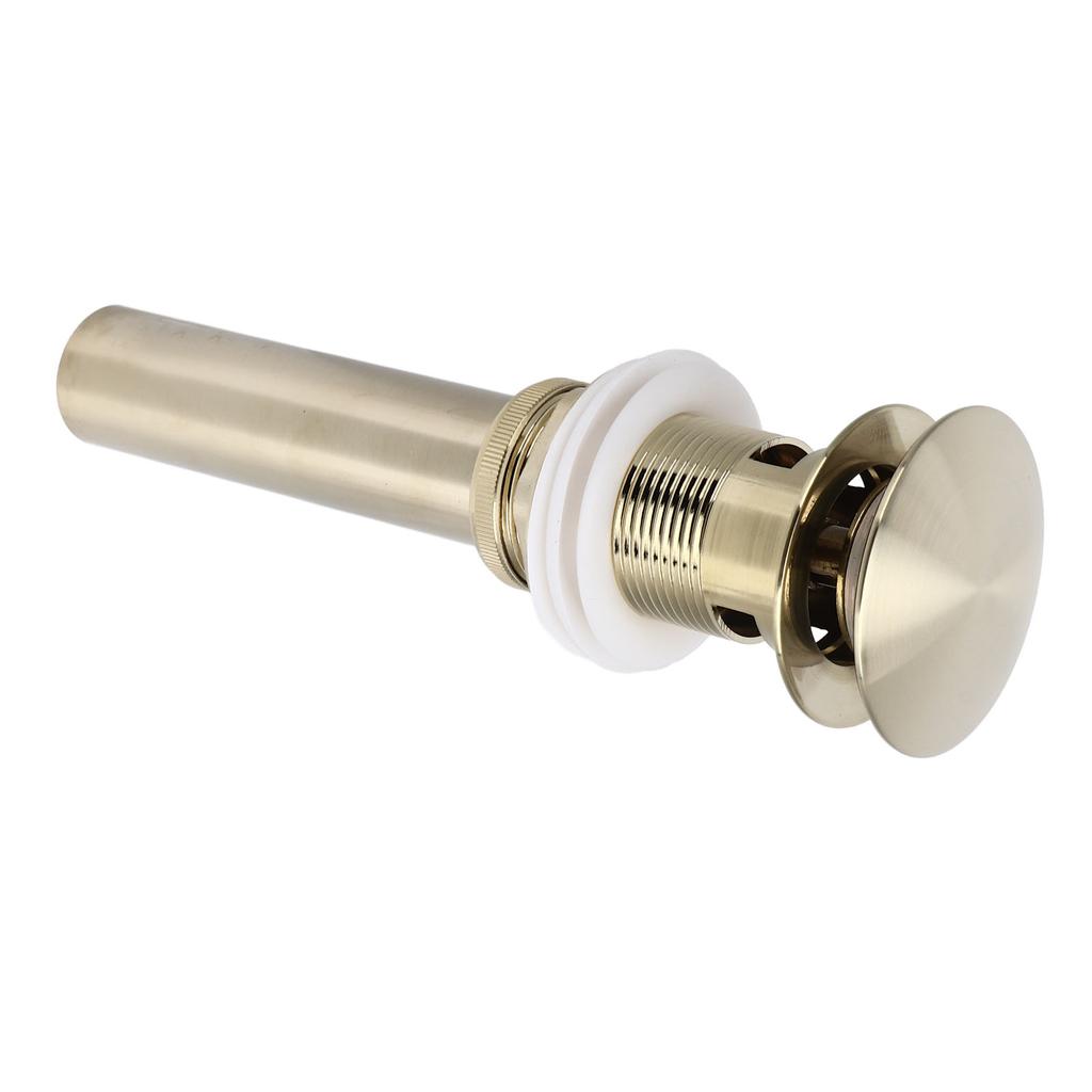 Pop Up Basin Drain Copper G1/4 Brushed Gold Corrosion Resistant Easy Installation Bathroom