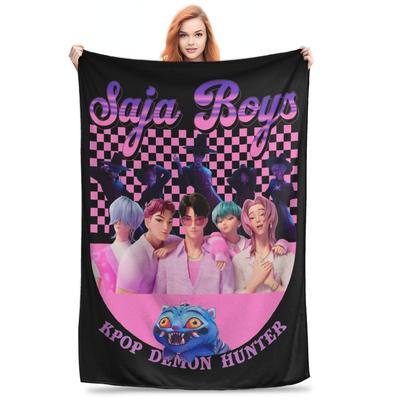 Saja Boys  Kpop Demon Hunters Huntrix Blanket Fleece Autumn/Winter  Multi-function Warm Throw Blanket for Home Car Bedspreads