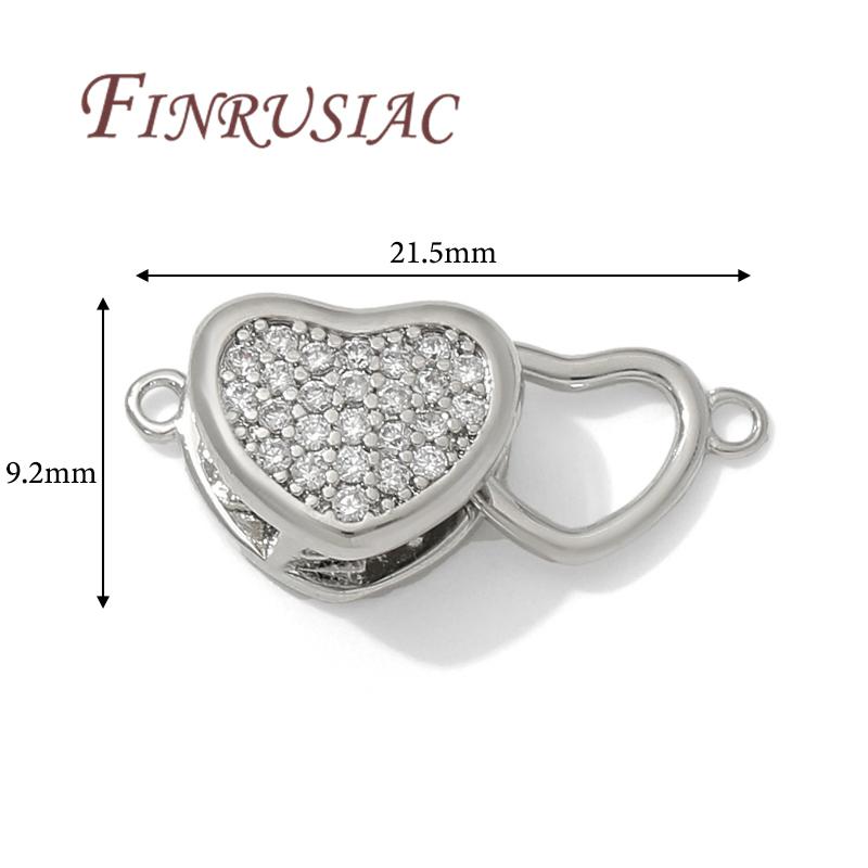 18K Gold Plated Connectors For Jewelry,Brass with Zircon Heart Clasps For Bracelets Accessories,DIY Jewelry Necklace Clasp