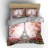 Eiffel Tower with Cherry Blossoms Bedding Duvet Cover Set Duvet Cover Pillowcases  (1*Duvet Cover 2*Pillowcases, without duvet insert)