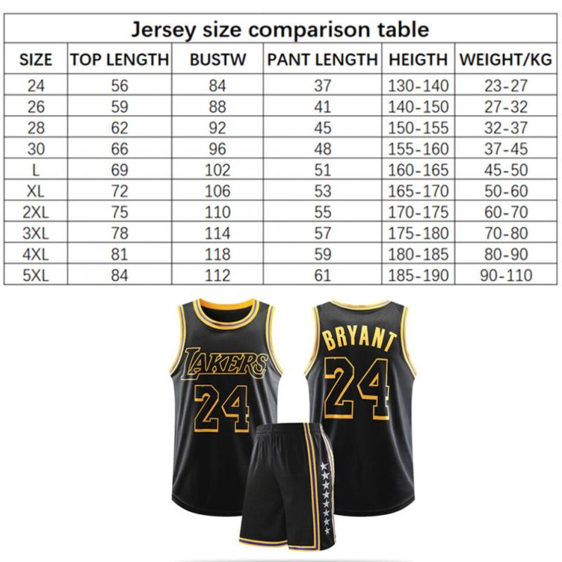 Lakers Kobe Bryant # 24 Conjunto de Camiseta de Baloncesto Adolescentes Uniforme de Baloncesto Negro