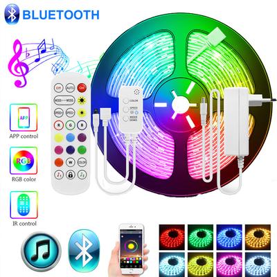 LED-Streifen 5050 Bluetooth Smart LED-Streifenlicht Musik RGB-Diodenband DC 12V Ambilight Neonlampe für Zimmerparty Weihnachtsdekoration mit EU-Stecker