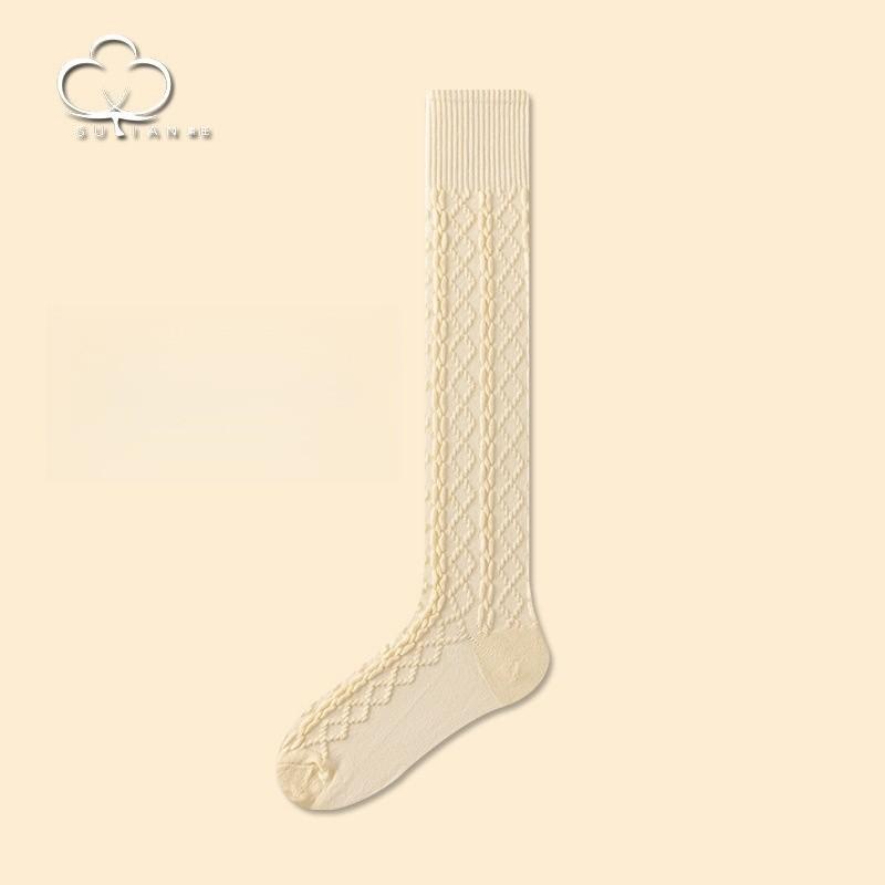 

Шерстяные носки для ног, утолщенные осенью и зимой, чистый хлопок, длинные трубчатые носки с узором из жареного теста, японские носки для ног, не скатывающиеся, высокие женские чулки One size fits all разноцветный