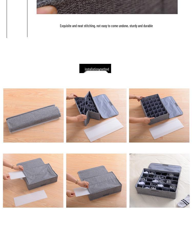 Foldable Fabric Storage Box - Dustproof Multi-Compartment Organizer for Underwear, Socks, Lingerie