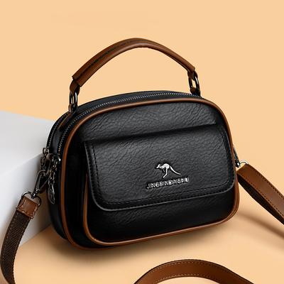 Sacs à bandoulière de marque de mode pour femmes, sac à main de style rétro décontracté, sac messager à double fermeture éclair en cuir PU de haute qualité pour femmes