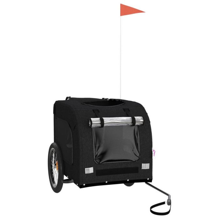 VidaXL Remorque de vélo pour chien noir tissu oxford et fer 93842