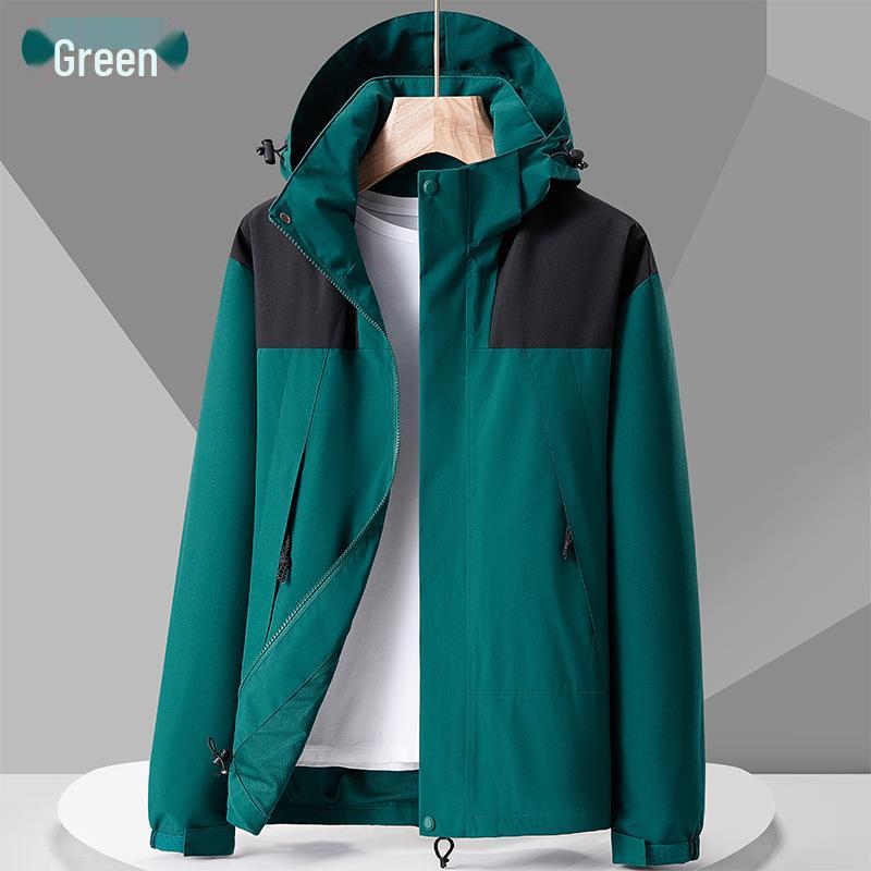 Spring & Autumn Waterproof Softshell Jacket for Outdoor Sports, Travel, Fishing, & Mountaineering with Detachable Hood