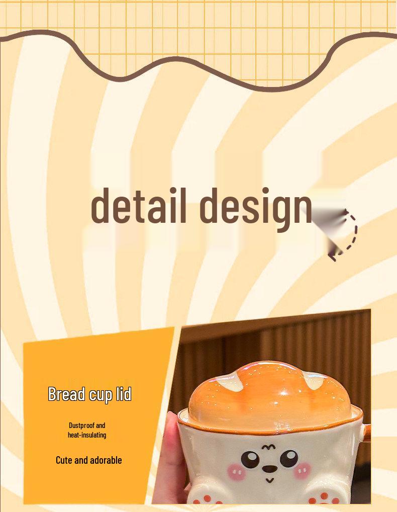 Cute Bread Ceramic Mug: Practical Souvenir for Boys & Girls with Creative Gift Box