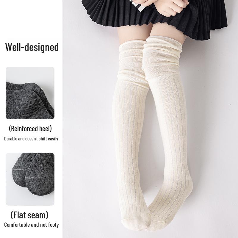 Autumn Kids Over-the-Knee Cotton Socks (3-12Y) Black, White & Grey