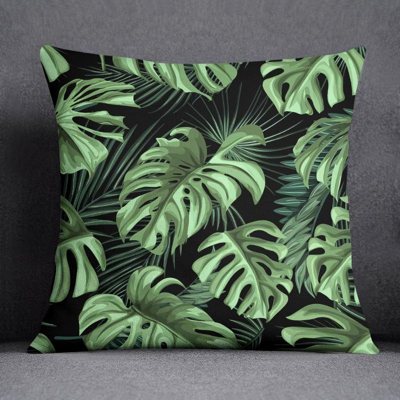 Tropical Leaves Series Pillow Gift Home Office Decoration Pillow Bedroom Sofa Car Cushion Cover Pillow Case (45cm * 45cm)