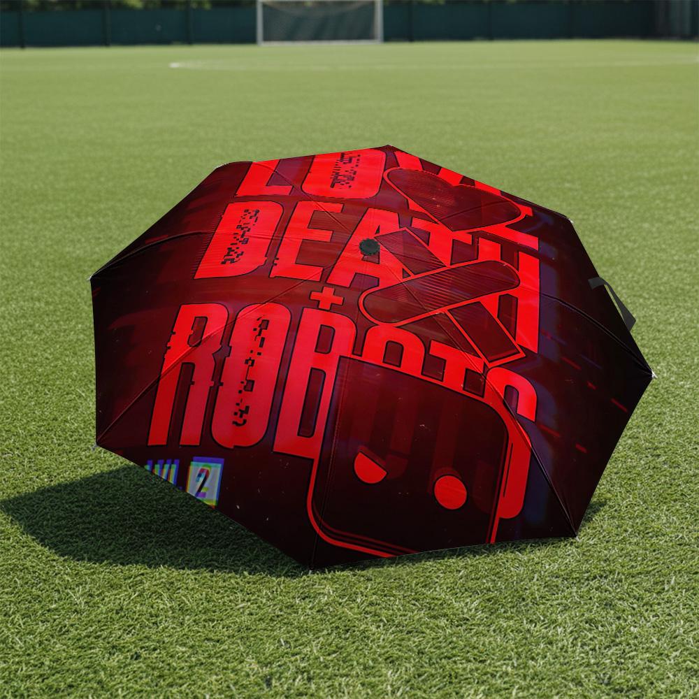 

1 PC Automatic Folding Umbrella-Love, Death & Robots Pattern, Portable & Foldable Design with 8 Ribs, Christmas Birthday Gifts