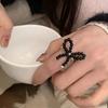 Fashionable Elastic Beaded Bow Rings Resilient Acrylic Bowknot Rings Comfortable Butterfly Accessory for Women Girls