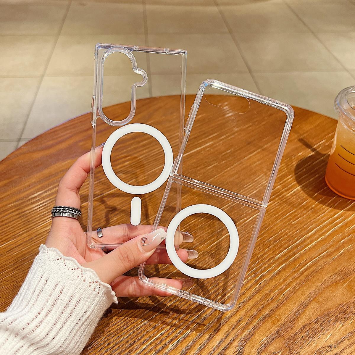

Clear Acrylic For Magsafe Magnetic Case For For Samsung Z Flip Z Fold 7 6 5 4 3 ZFlip7 Flip6 Wireless Charge Shockproof Bumper Cover Galaxy Z Flip6