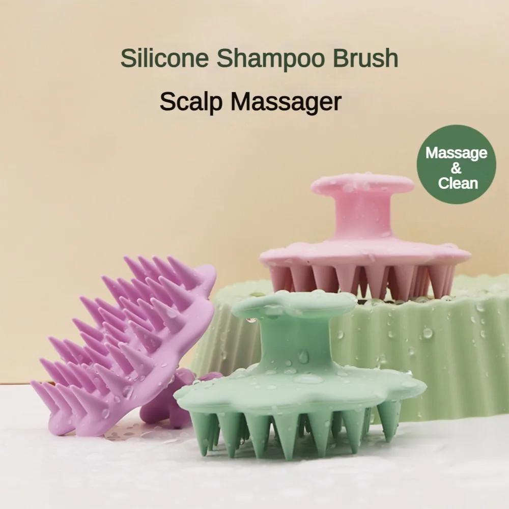 Silicone Shampoo Brush Head Scalp Massage Comb Clean The Scalp Thoroughly Body Bath Brush Salon Hairdressing Tool