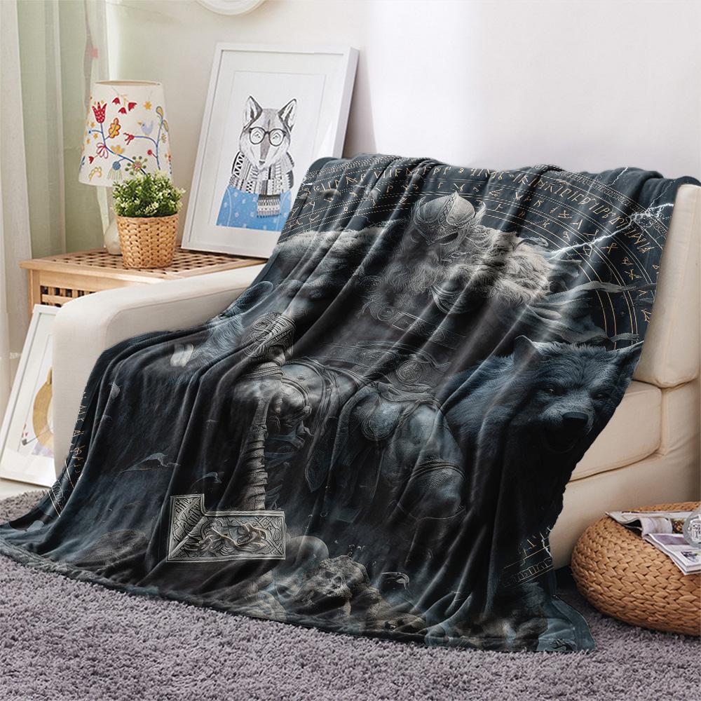 Viking Warrior  Print Flannel Blanket, High quality Comfortable for All Seasons, Home Decor, Warmth and Comfort