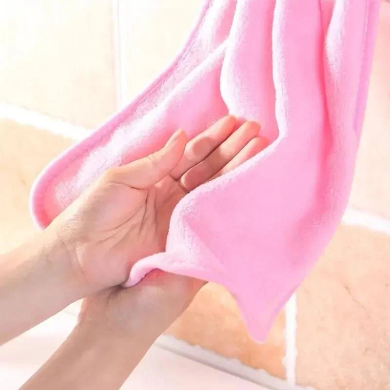 4 Stück Korallen-Samt Badezimmerzubehör, Weiches Handtuch, Saugfähige Lappen Geschirrtücher, Hängendes Tuch, Küchenzubehör