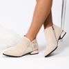 Women's Fashion Chunky Single Boots Fall New Pointy Suede Butterfly Knot Side Zipper Non-slip Short Boots