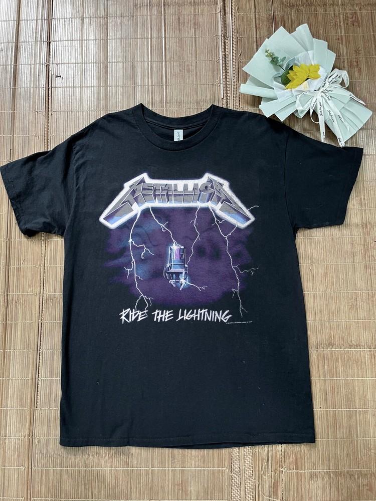 Metallica Ride the Lightning Рок Тяжелый Унисекс Черная Футболка Размер S-5XL Унисекс Футболка XL