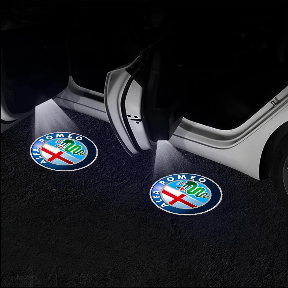 CYYPT1 1/2pcs Door LED Light Welcome Lamp Wireless Laser Projector Accessories For Alfa Romeo Giulia Stelvio MiTo Giulietta Tonale ALFA