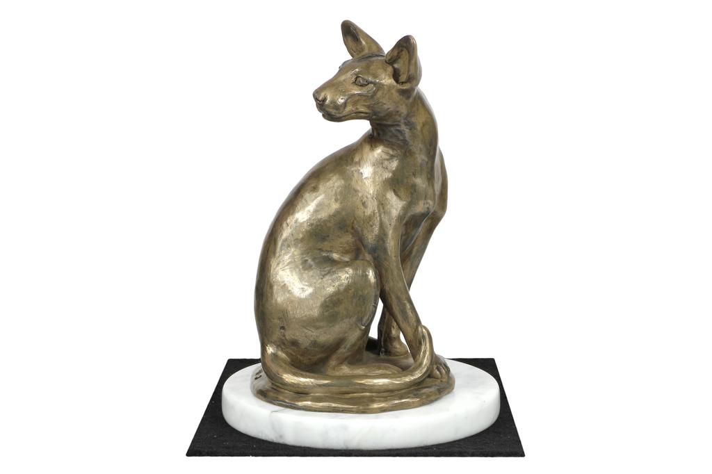 Kot Egipski Mau - Statuetka Kota, Figurka Na Białym Marmurze, Trofeum Na Wystawę Psów Marki Art-Dog