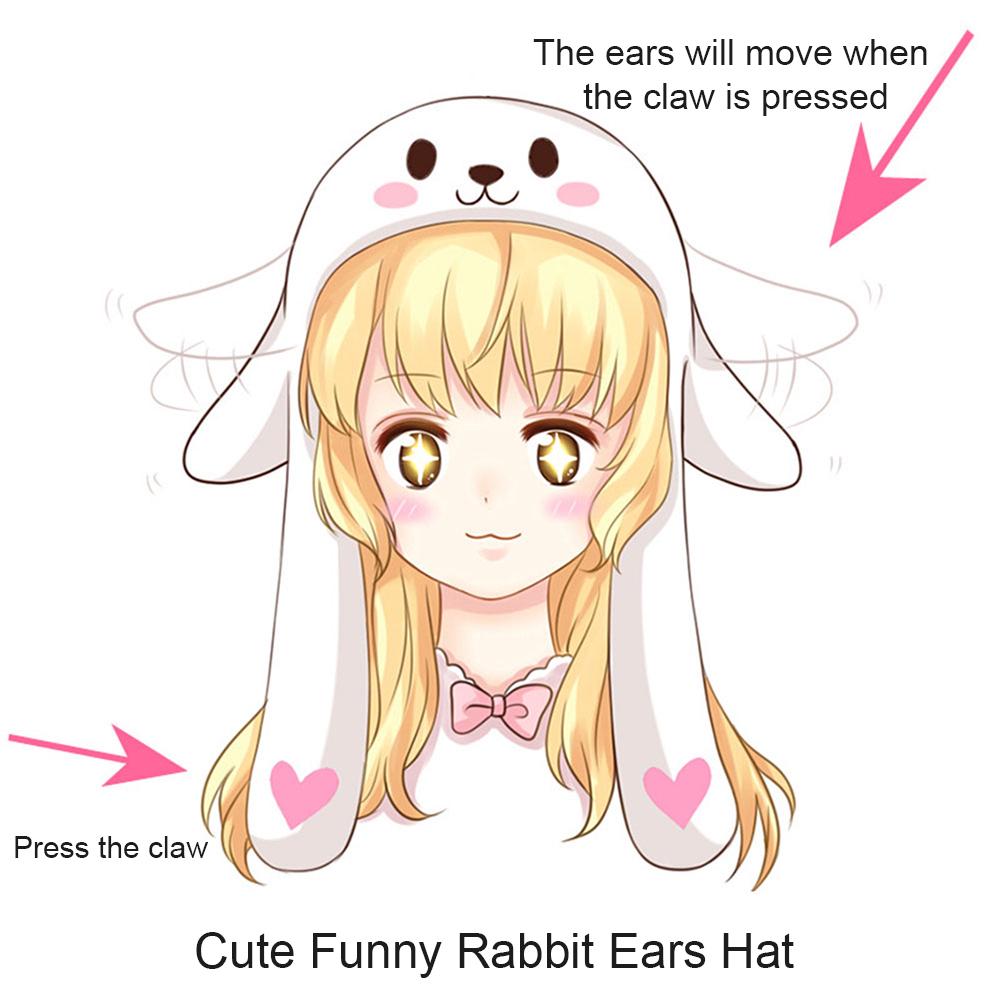 New Style Cute Funny Rabbit Hat Moving Bunny Ears Soft Plush Cap Toys Gifts